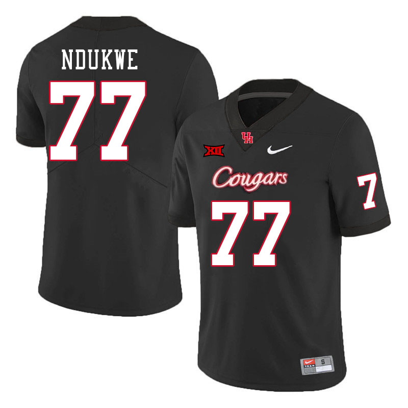 Men #77 David Ndukwe Houston Cougars Big 12 XII College Football Jerseys Stitched-Black - Click Image to Close